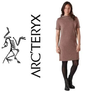 Arc'teryx Dress Laina Tan Brown Shift Mock Neck Sweater Dress XS
